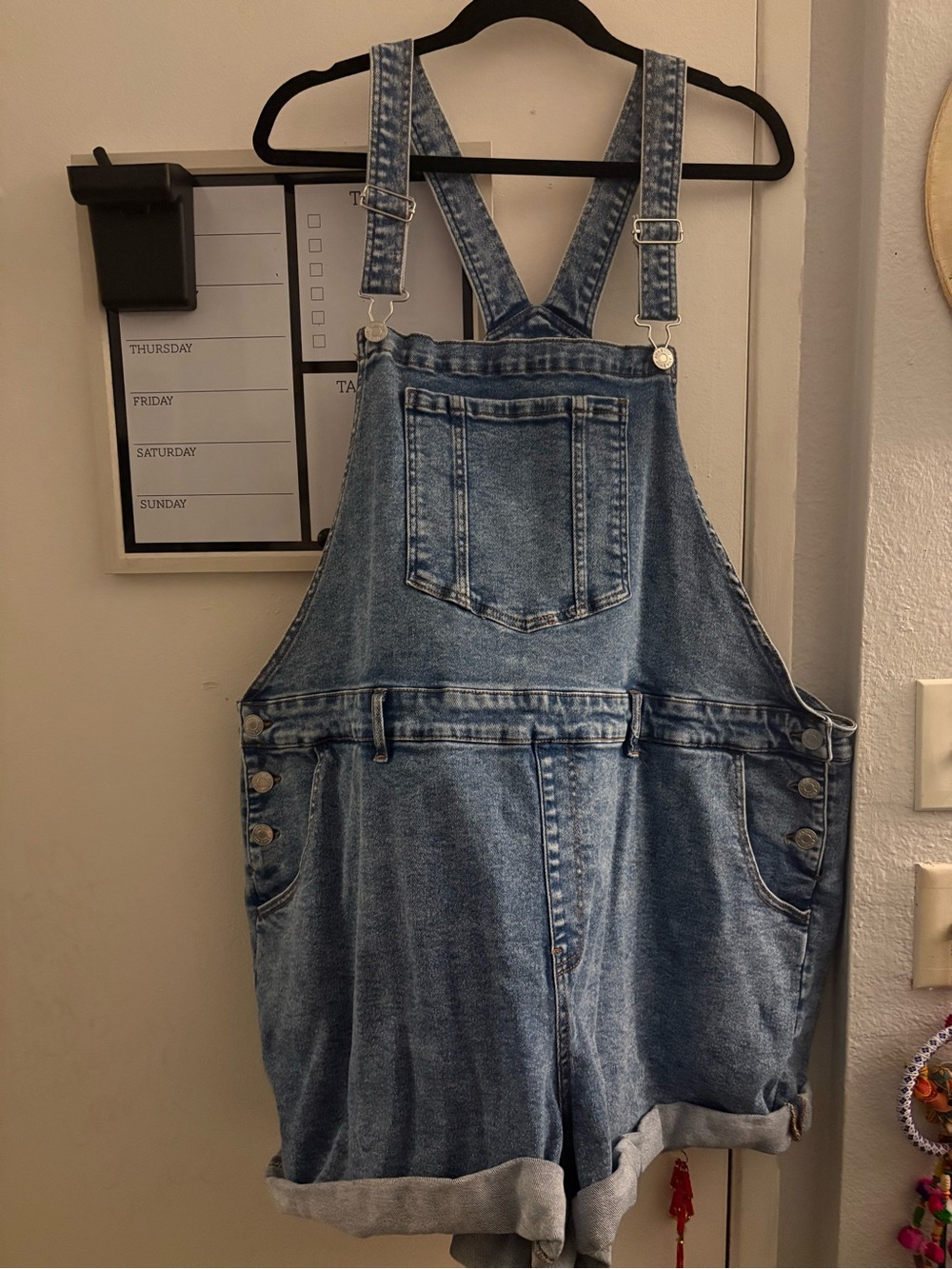Ava & Viv Light Blue Denim Short Overalls